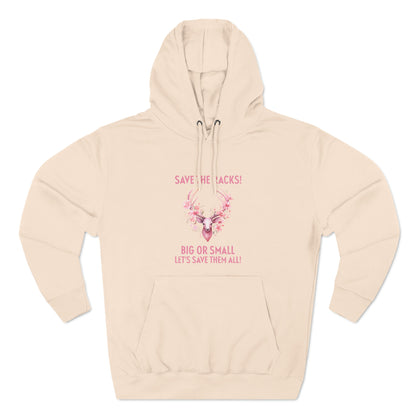 Save The Racks Big or Small Deer Breast Cancer Pullover Hoodie