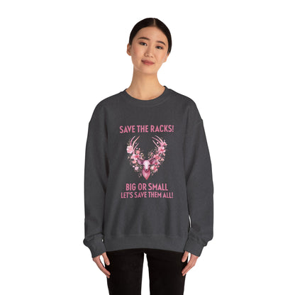 Save The Racks Big or Small Deer Breast Cancer Sweatshirt