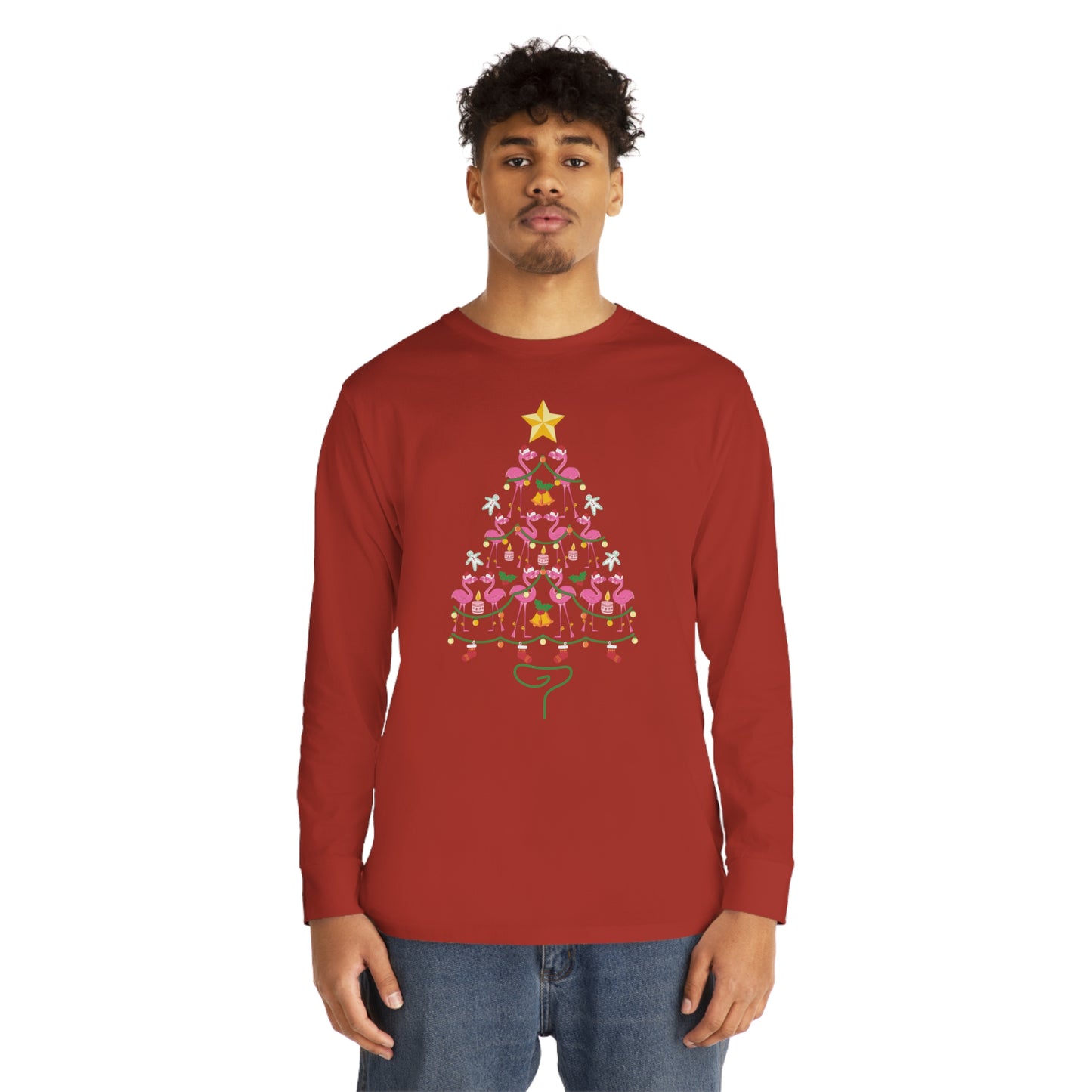 Flamingo Christmas Tree Christmas Long Sleeve T-Shirt