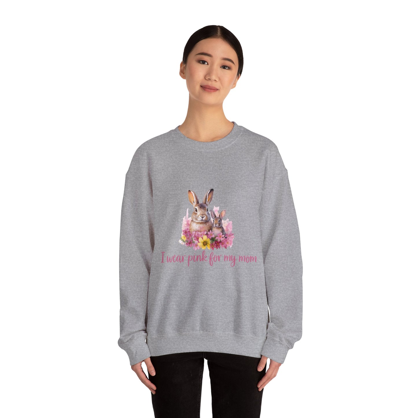 I Wear Pink For My Mom Rabbit Breast Cancer Sweatshirt