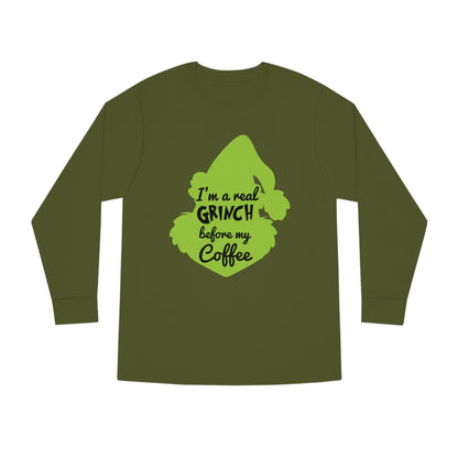 I'm a Real Grinch Before My Coffee Christmas Long Sleeve T-Shirt