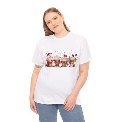 Snowmen Coffee Latte Christmas Short Sleeve Tee