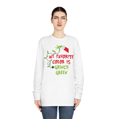 My Favorite Color is Grinch Green Christmas Long Sleeve T-Shirt