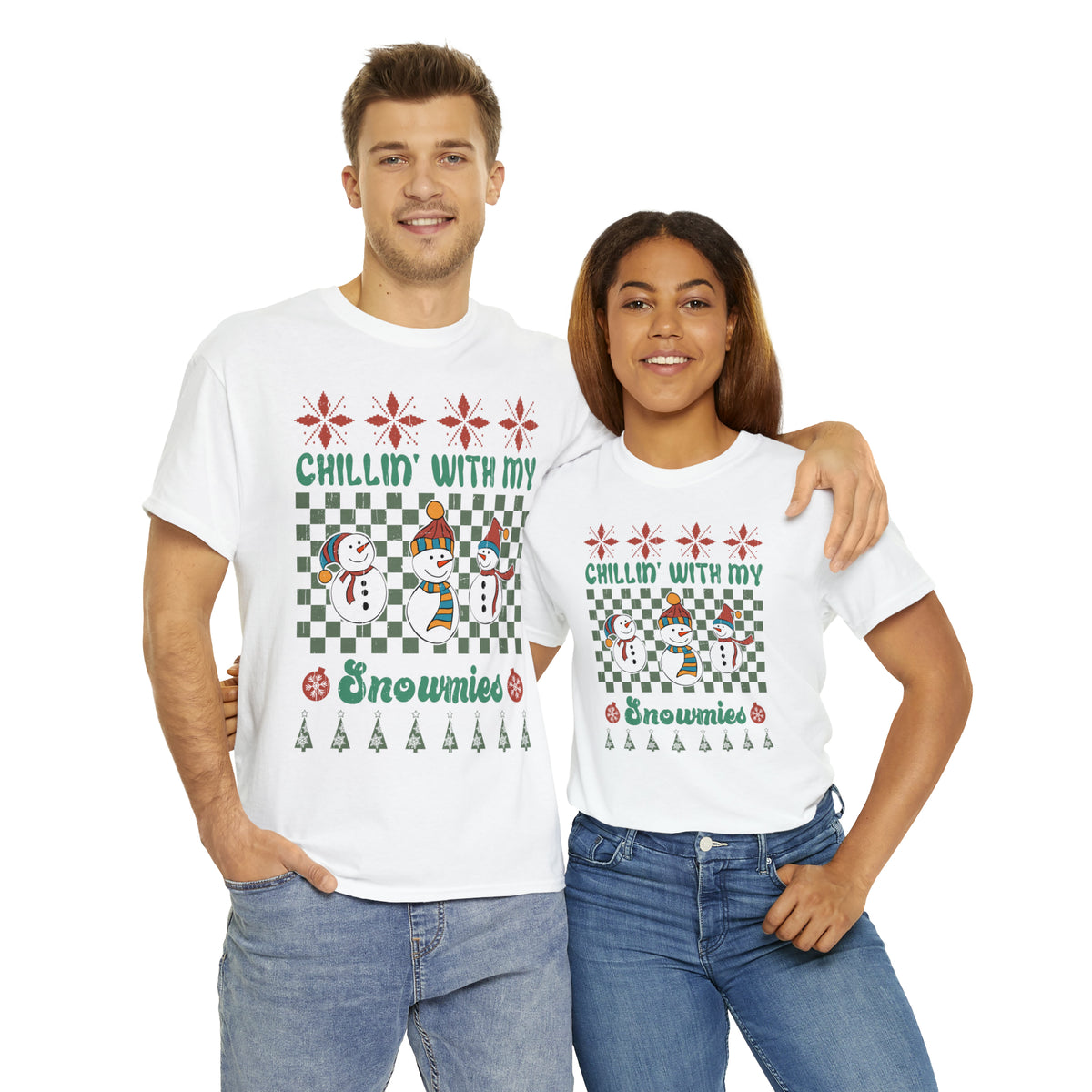 Chillin' With My Snowmies Snowmen Ugly Sweater Short Sleeve Tee