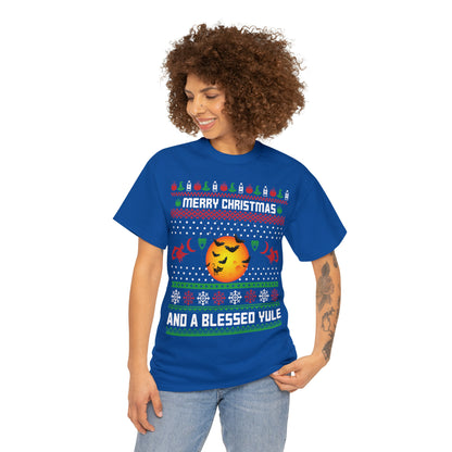 Merry Christmas and a Blessed Yule Christmas Ugly Sweater Short Sleeve Tee