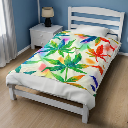 Rainbow Marijuana Leaf Blanket