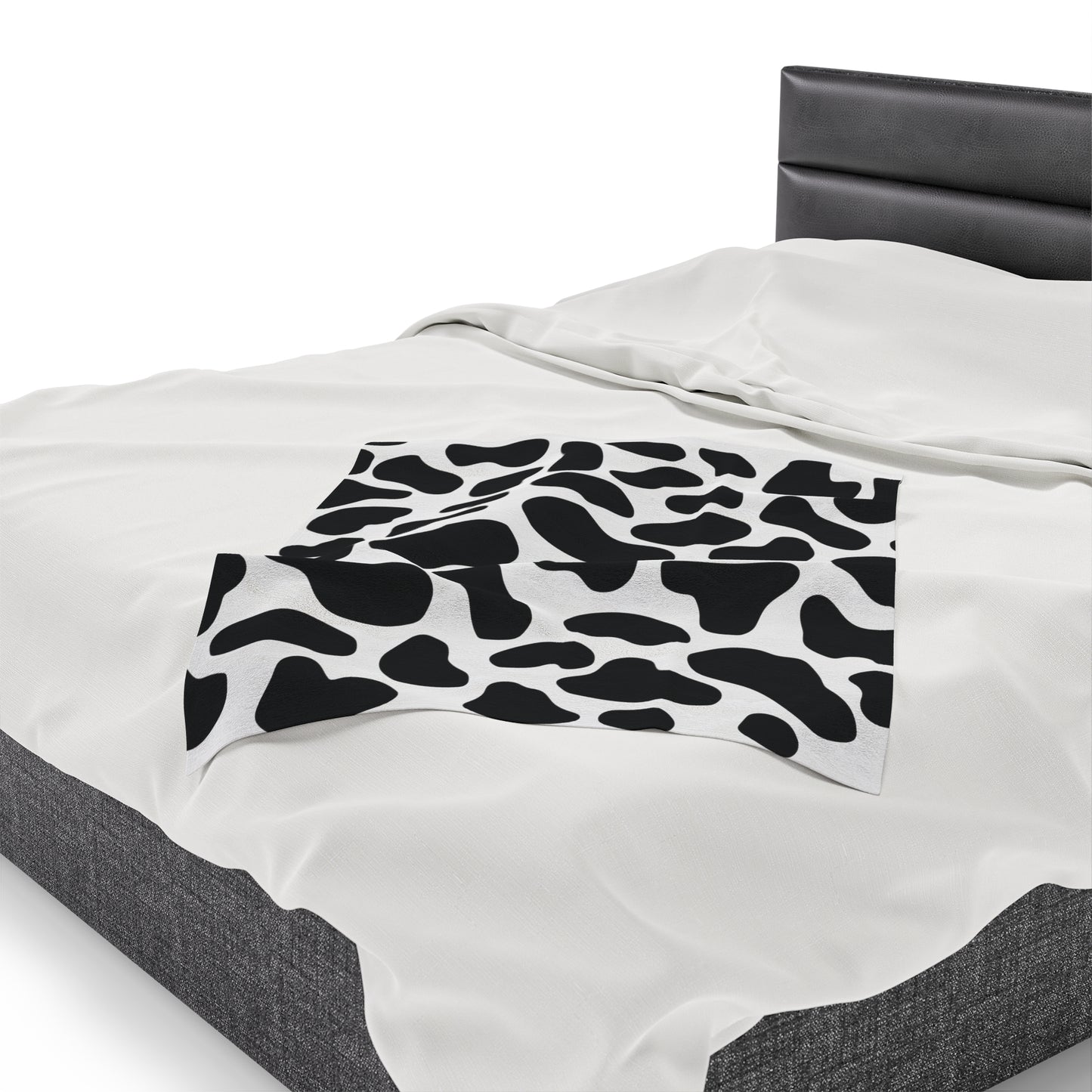 Black White Cow Print Plush Blanket