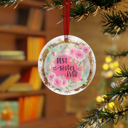 Pink Best Sister Ever Ornament