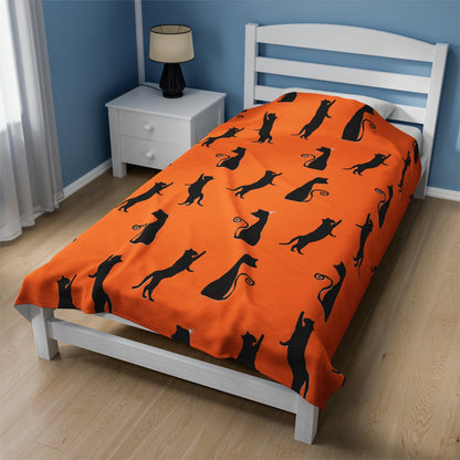 Black Cats on Orange Blanket