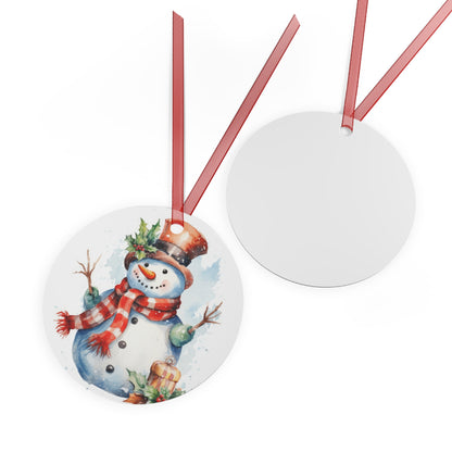 Snowman in Red with Holly Ornament