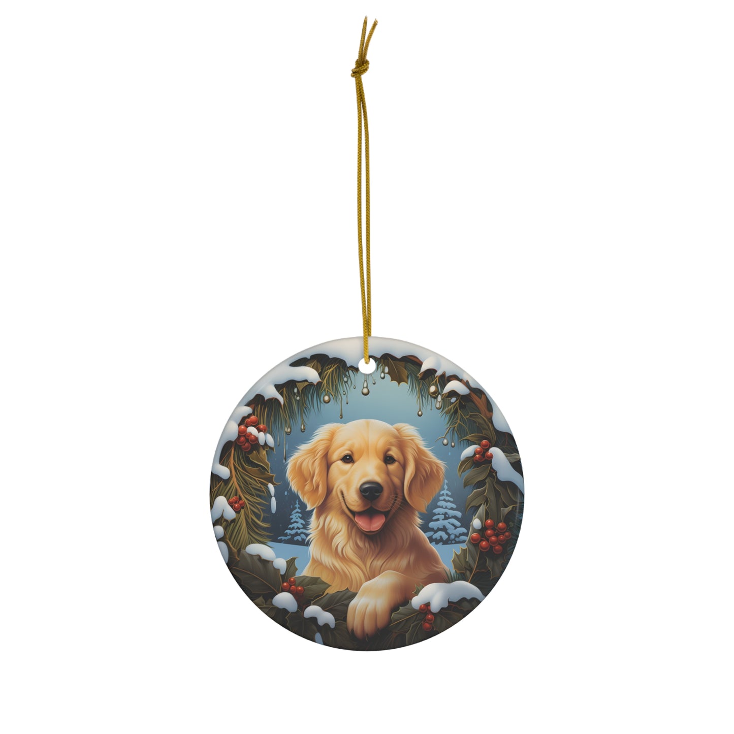 Golden Retriever Christmas Ceramic Ornament