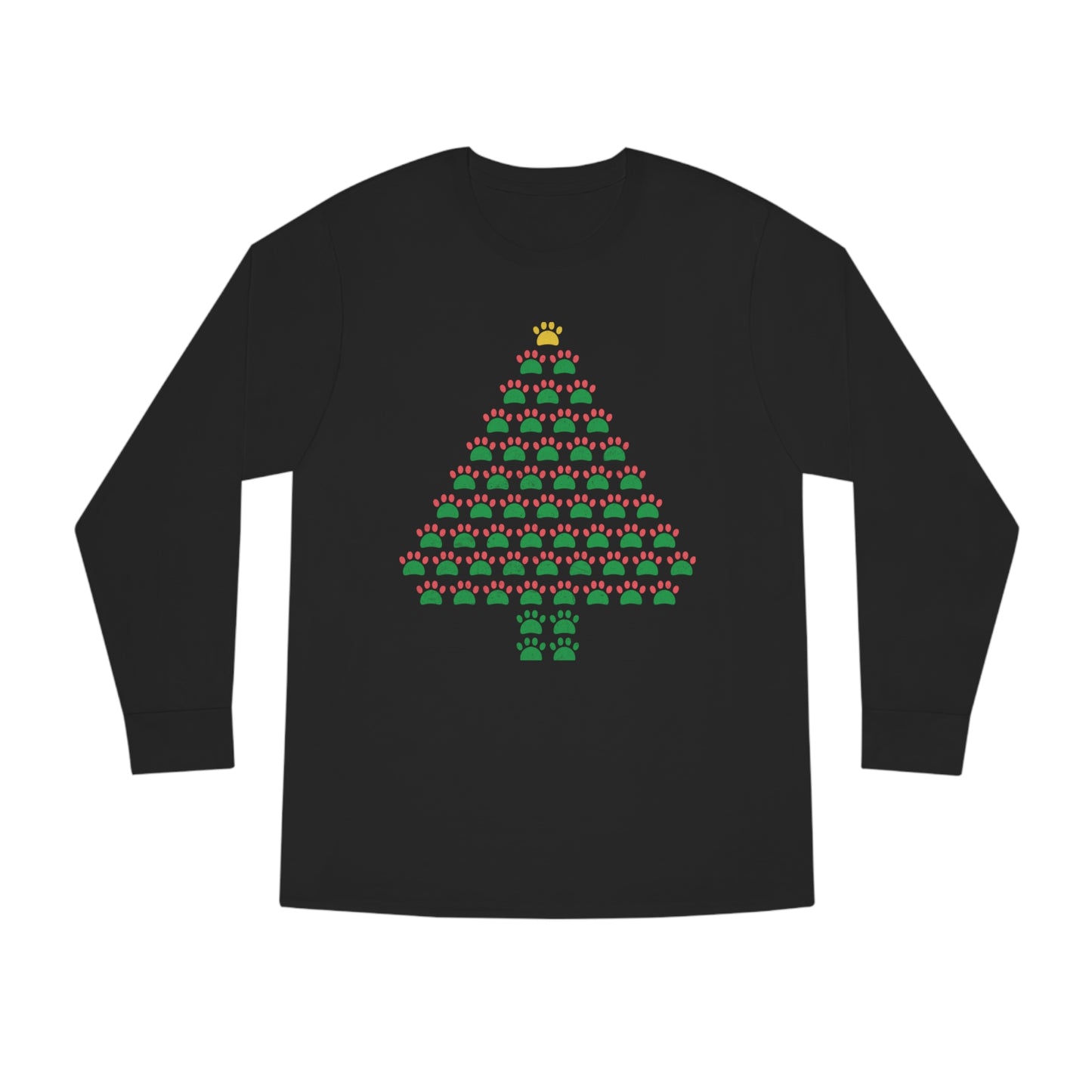 Pawprint Christmas Tree Ugly Sweater Long Sleeve T-shirt