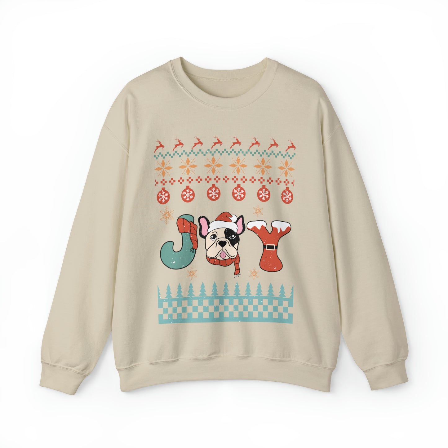 Joy French Bulldog Frenchie Dog Christmas Ugly Sweater Sweatshirt