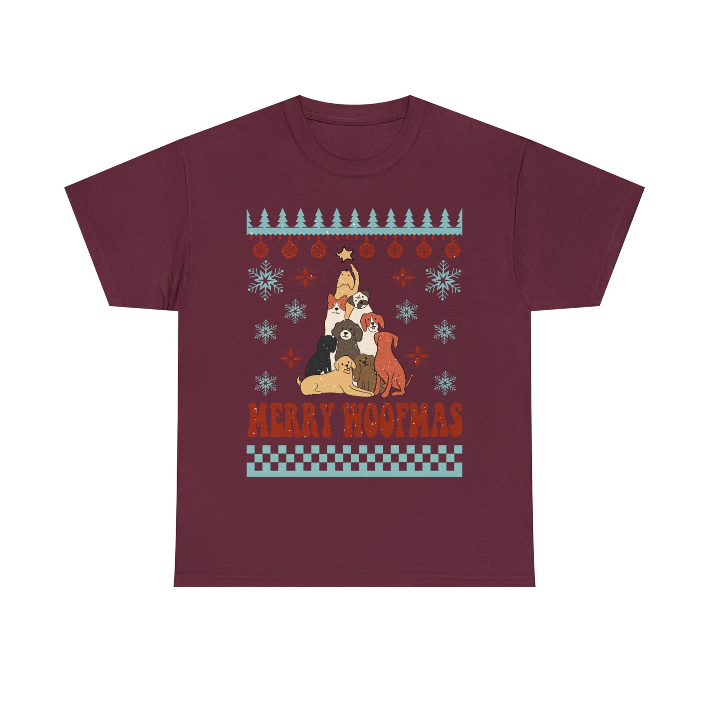 Merry Woofmas Dog Tree Christmas Ugly Sweater Short Sleeve Tee