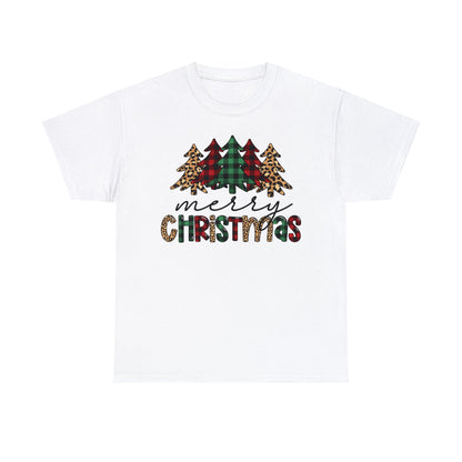 Merry Christmas Plaid Trees Short Sleeve Tee