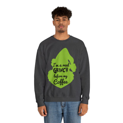 I'm a Real Grinch Before My Coffee Christmas Sweatshirt