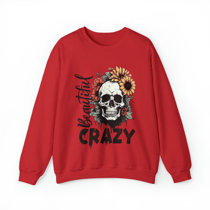 Beautiful Crazy Skull With Flowers Halloween Sweatshirt