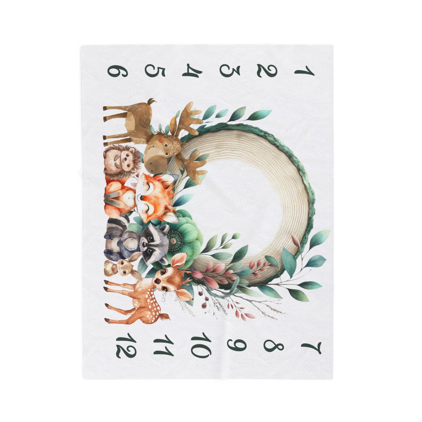 Cute Wildlife Milestone Velveteen Plush Blanket