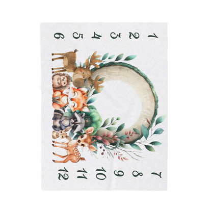 Cute Wildlife Milestone Velveteen Plush Blanket