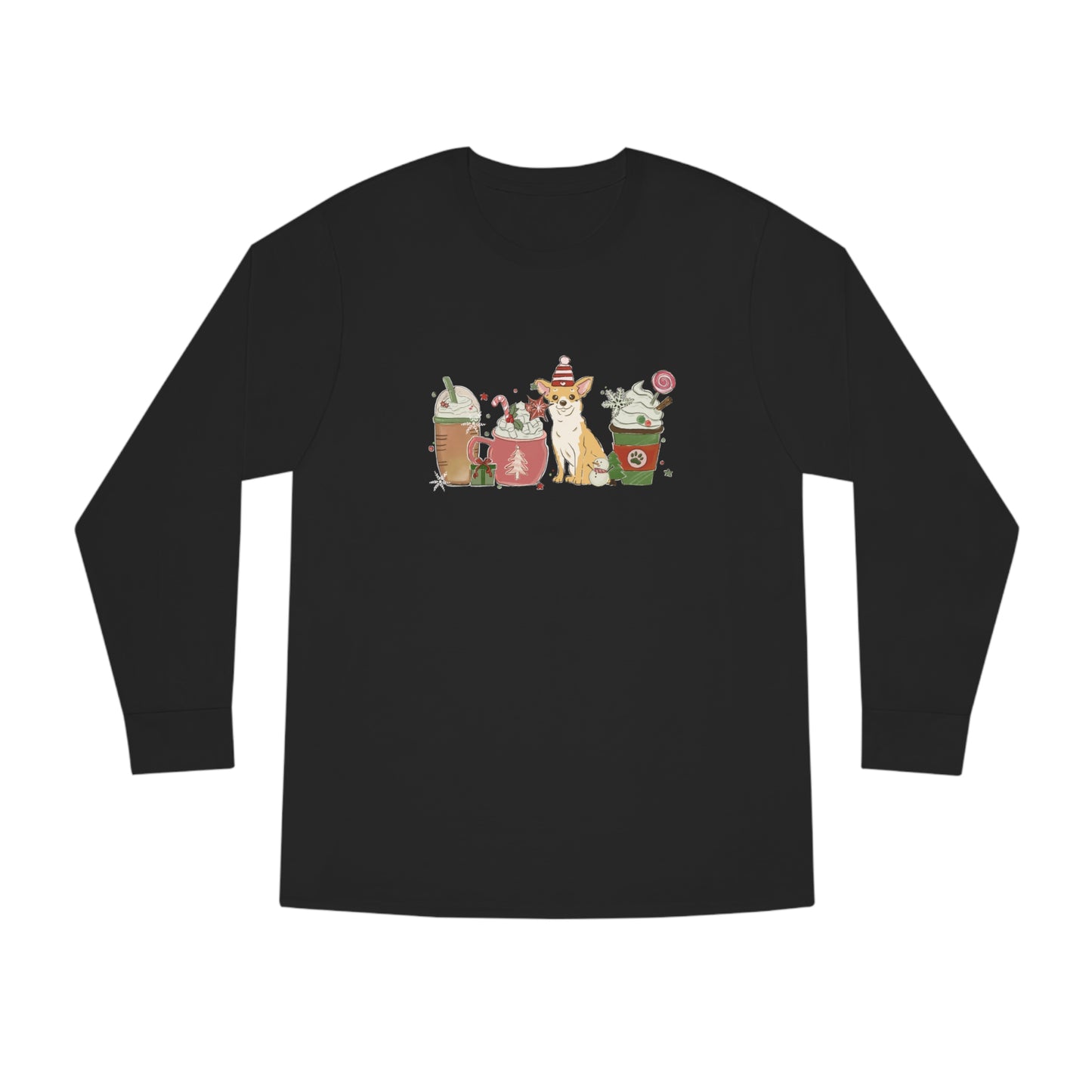 Chihuahua Dog Latte Christmas Long Sleeve Tee