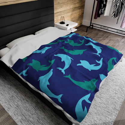 Blue Dolphin Shadows Blanket