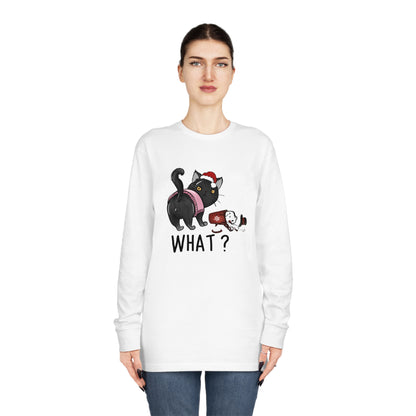 What? Cat Knocking Over Coffee Christmas Long Sleeve T-shirt