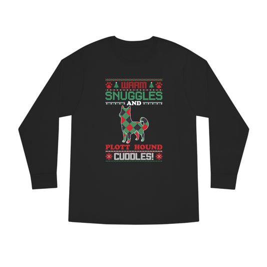 Warm Snuggles and Plott Hound Cuddles Ugly Sweater Long Sleeve Tee