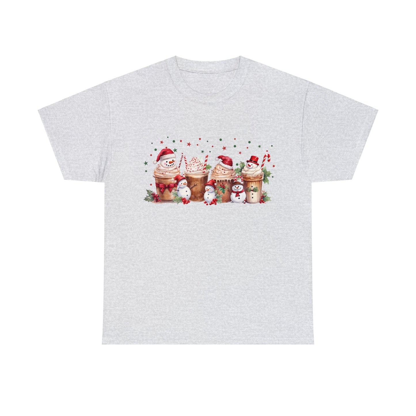 Snowmen Coffee Latte Christmas Short Sleeve Tee