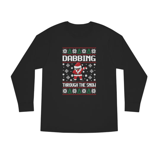 Santa Dabbing Through the Snow Christmas Ugly Sweater Long Sleeve Tee