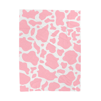 Pink Cow Print Plush Blanket