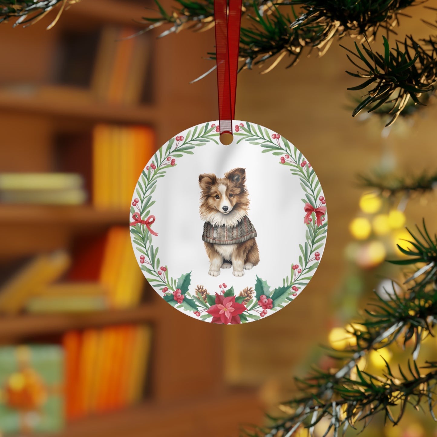 Collie Dog in Sweater Ornament Design 1