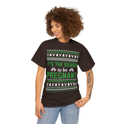 It's the Season To Be Pregnant Christmas Ugly Sweater Short Sleeve Tee