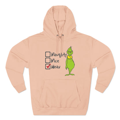 Naughty Nice Mean Grinch Christmas Pullover Hoodie