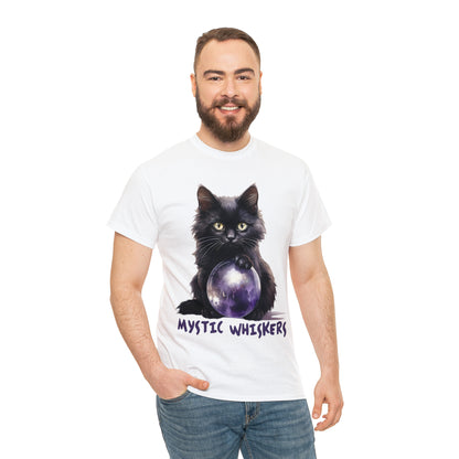 Mystic Whiskers Black Cat Halloween Short Sleeve Tee