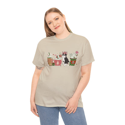 Boston Terrier Dog Latte Christmas Short Sleeve Tee