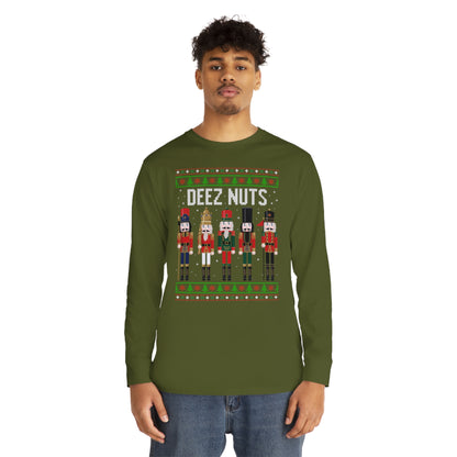 Deez Nuts Nutcracker Ugly Christmas Sweater Long Sleeve T-shirt