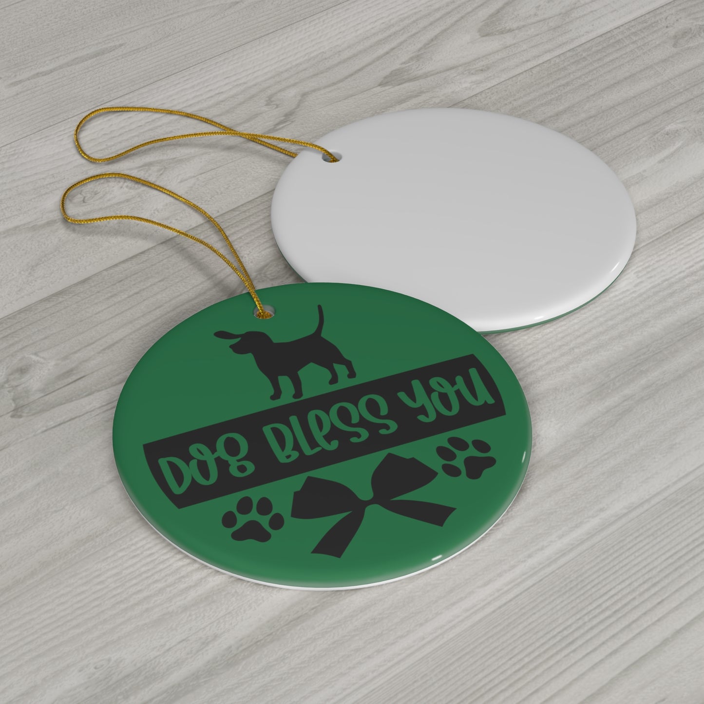 Dog Bless You Christmas Ceramic Ornament