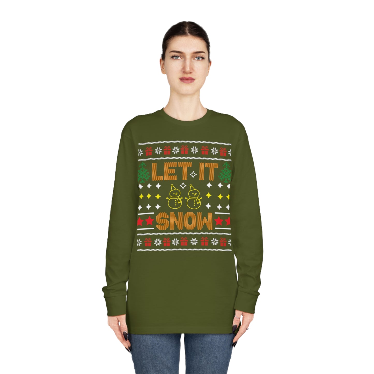 Let It Snow Snowmen Christmas Ugly Sweater Long Sleeve T-shirt