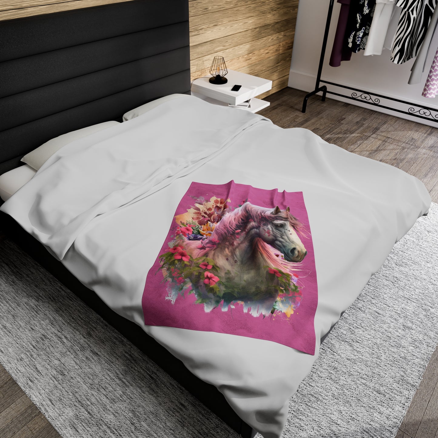 Watercolor White and Pink Horse Blanket