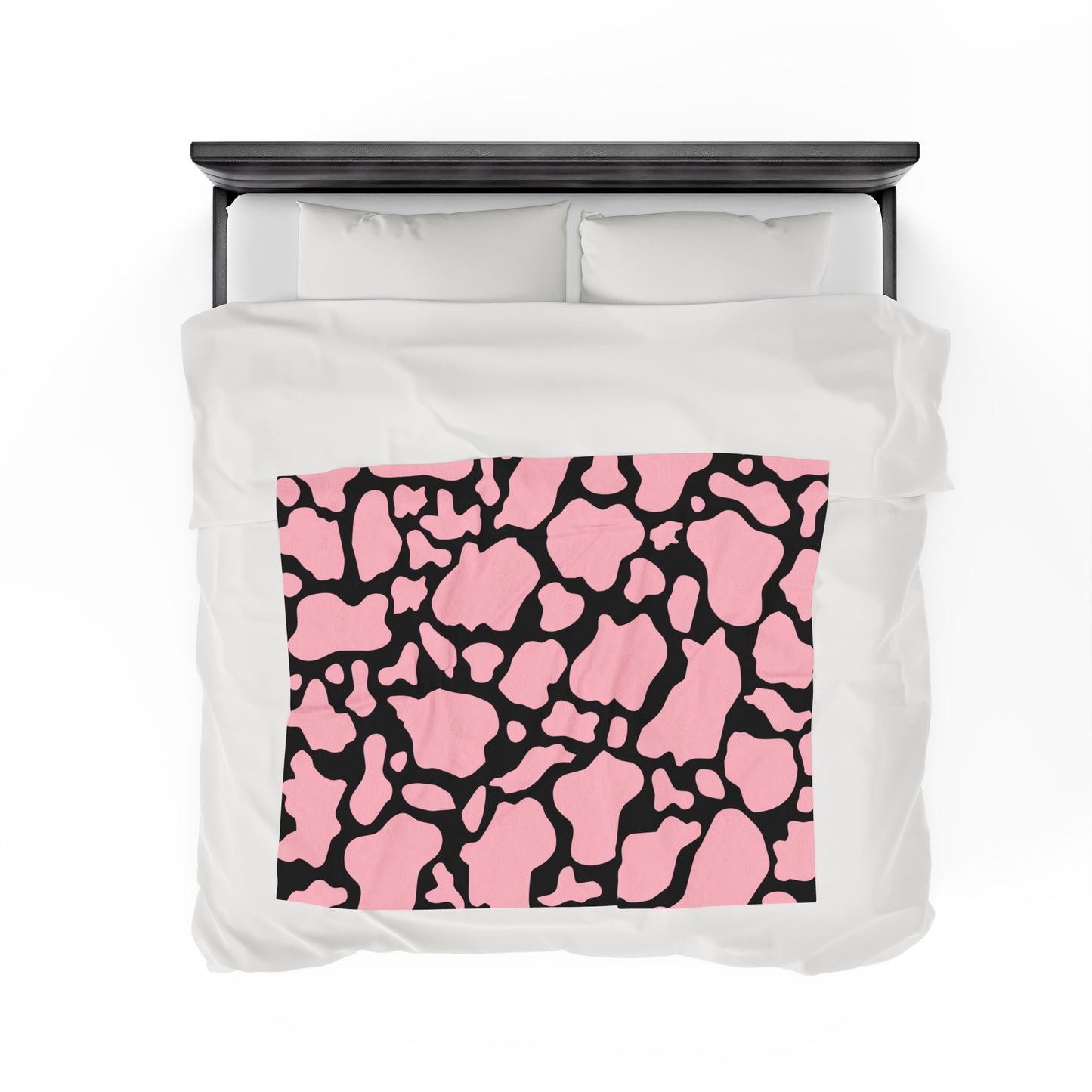 Pink with Black Cow Print Plush Blanket