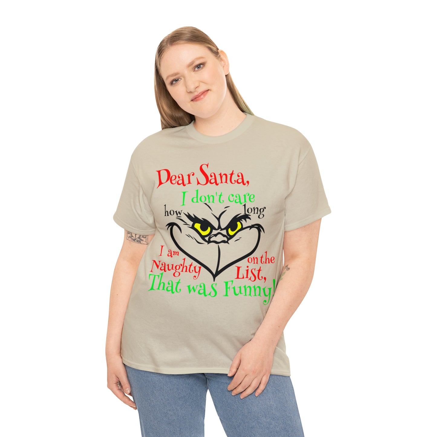 Dear Santa I Don't Care How Long I Am On The Naughty List Grinch Christmas Short Sleeve Tee