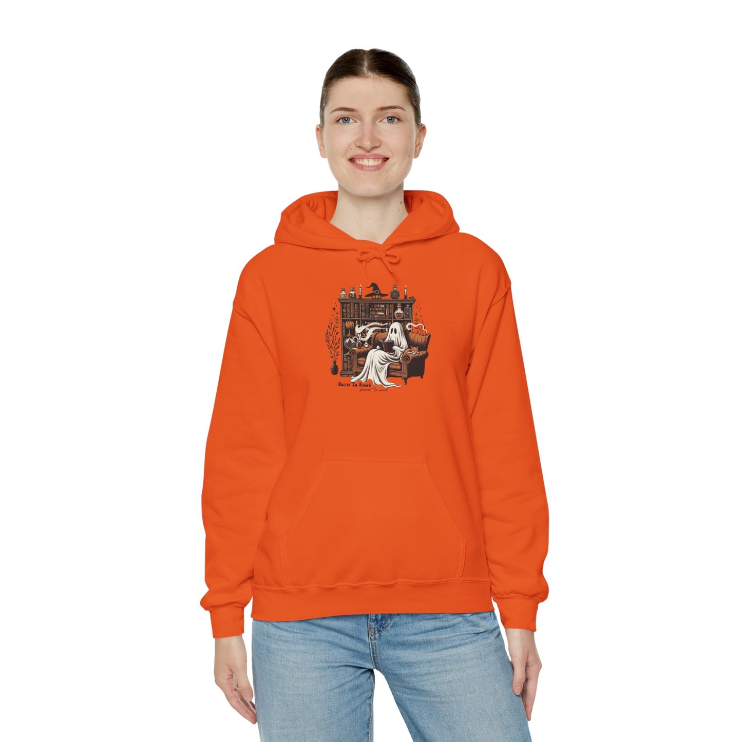 Book Lover Halloween Ghost Born to Read Forced to Work Pullover Hoodie