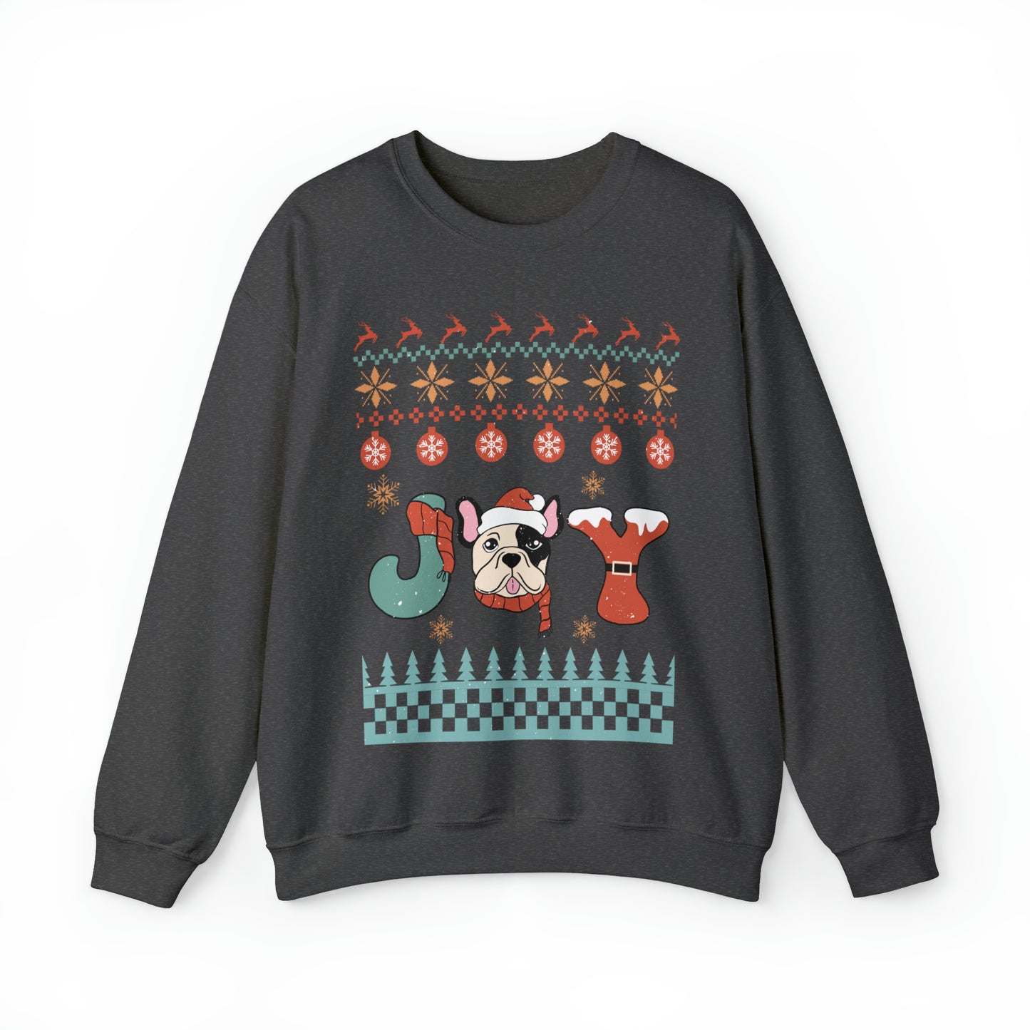 Joy French Bulldog Frenchie Dog Christmas Ugly Sweater Sweatshirt