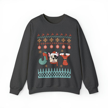 Joy French Bulldog Frenchie Dog Christmas Ugly Sweater Sweatshirt