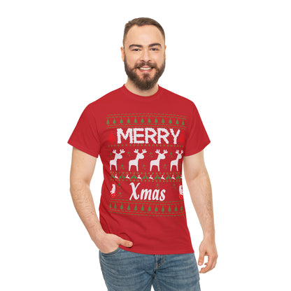 Merry Xmas Raindeers Christmas Ugly Sweater Short Sleeve Tee