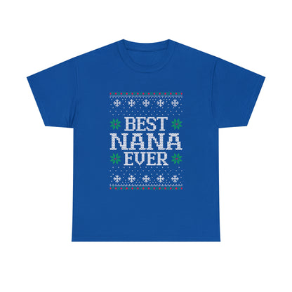 Best Nana Ever Christmas Ugly Sweater Short Sleeve Tee