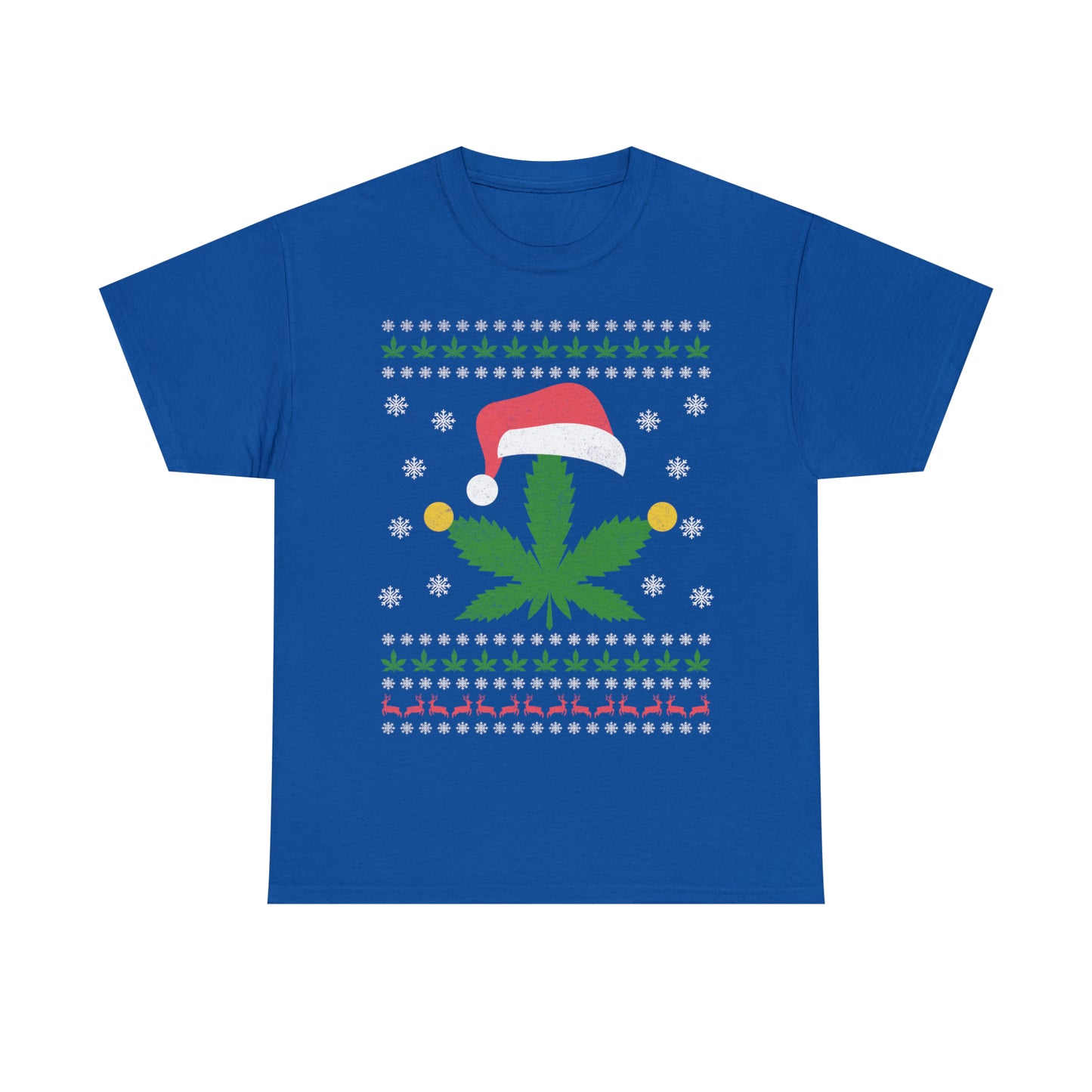 Cannabis Leaf in Santa Hat Christmas Ugly Sweater Short Sleeve Tee