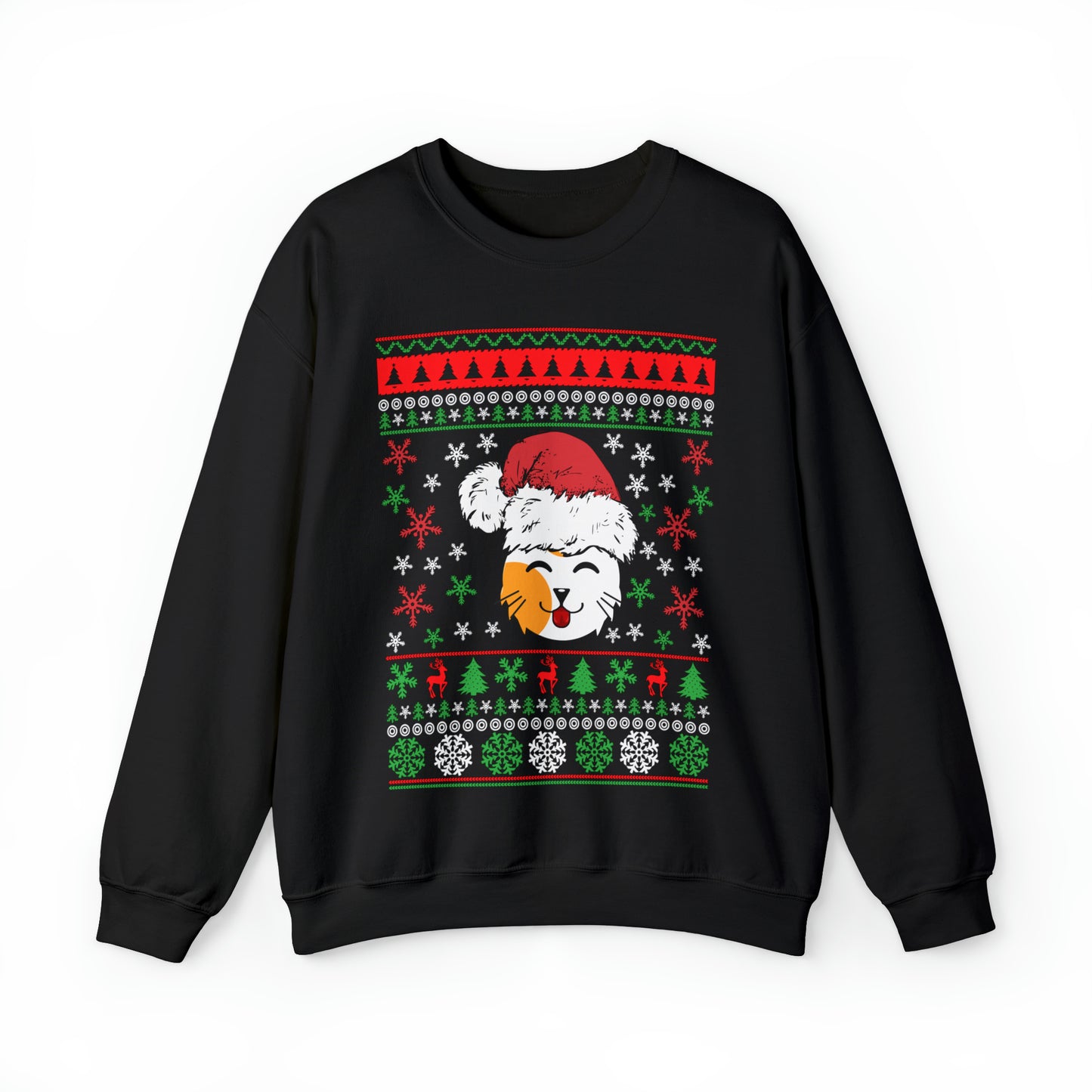 Cat in Santa Hat Christmas Ugly Sweater Sweatshirt