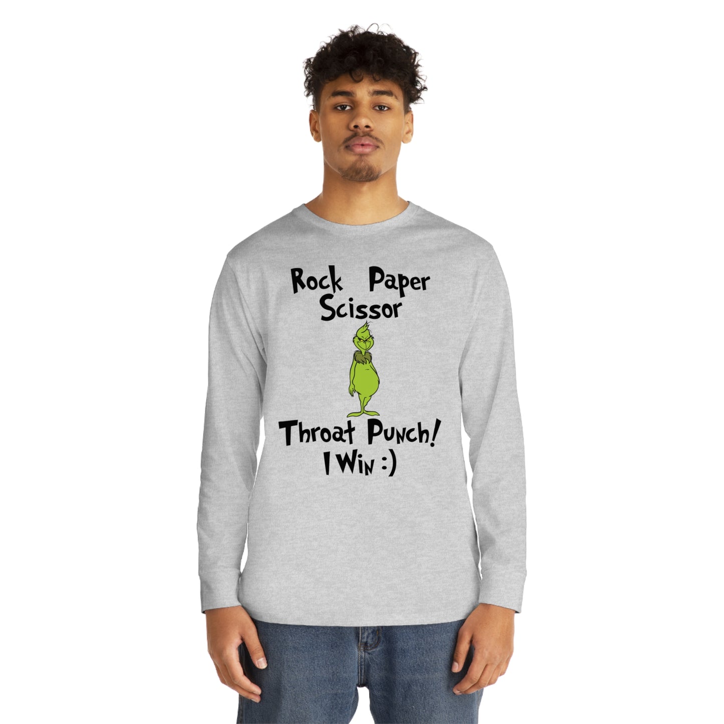 Rock, Paper, Scissors, Throat Punch. I Win! Grinch Christmas Long Sleeve T-Shirt