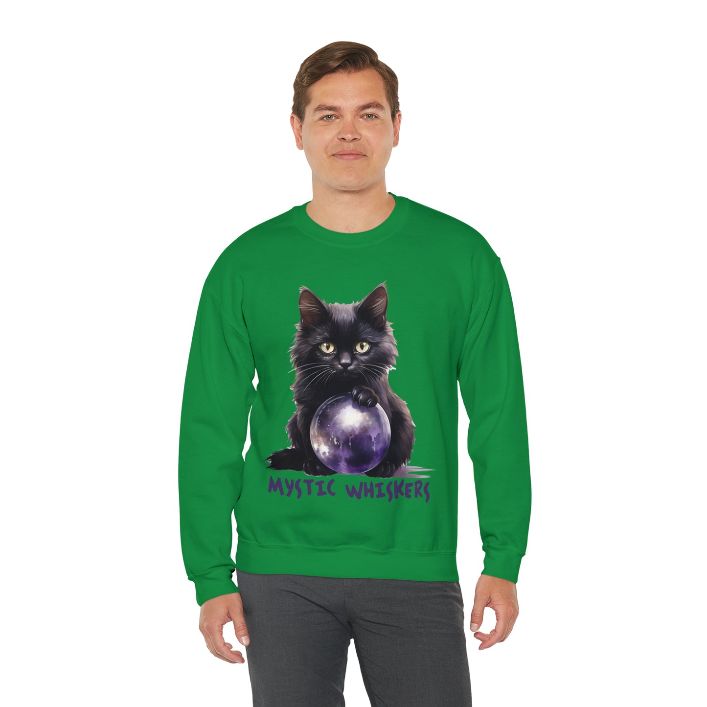 Mystic Whiskers Black Cat Halloween Sweatshirt